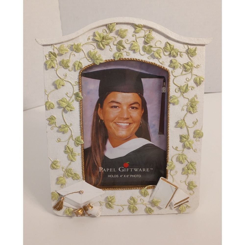 Papel Giftware Graduation Resin Picture Frame‎ Vines Cap Diploma Shabby Chic